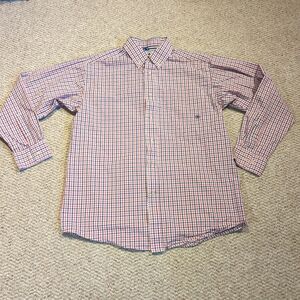 Ariat Pro Series Button Down Shirt Mens Medium Plaid Check Red Blue Long Sleeve